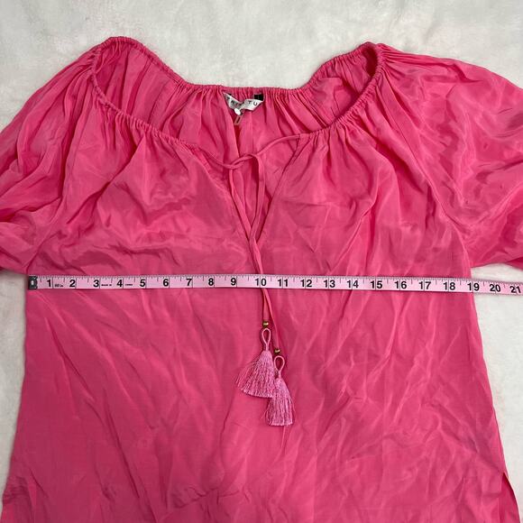 Trina Turk Sandia Top Candy Pink V-Neck Tie Front Blouse XS - Picture 6 of 10